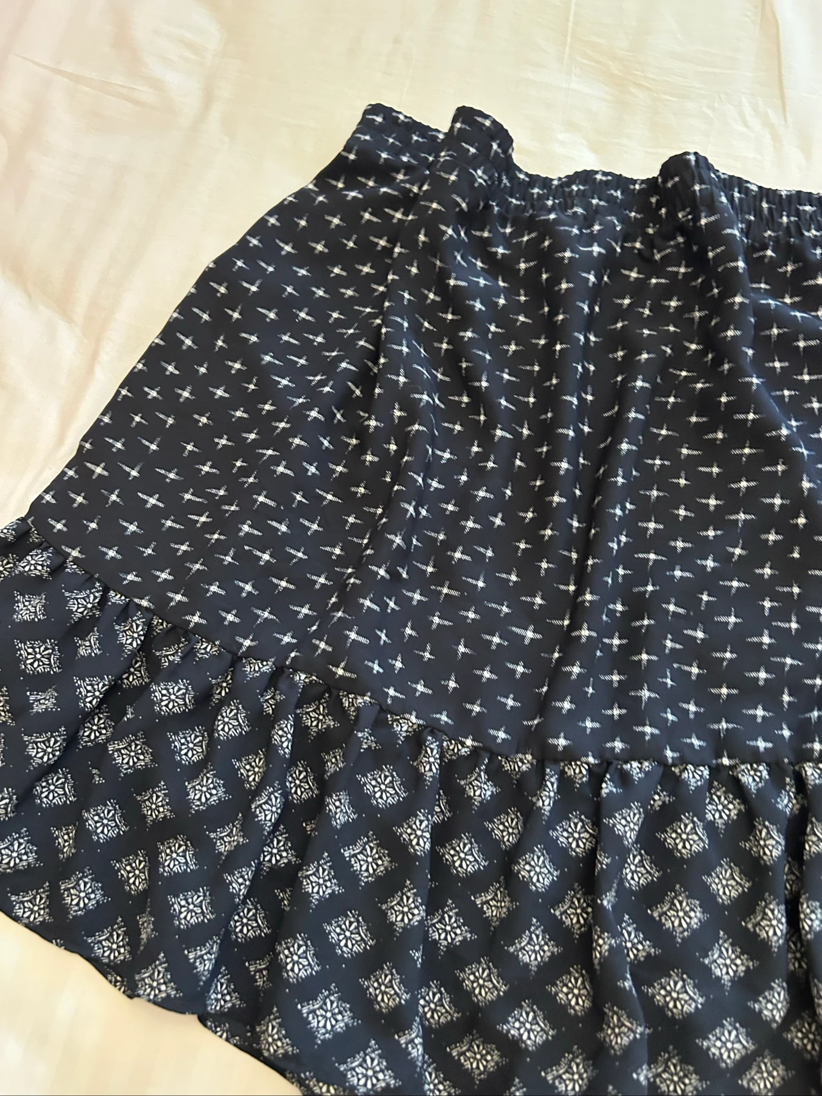 Jupe vintage à motif floral bleu marine et blanc taille XL de C&A – photo 2